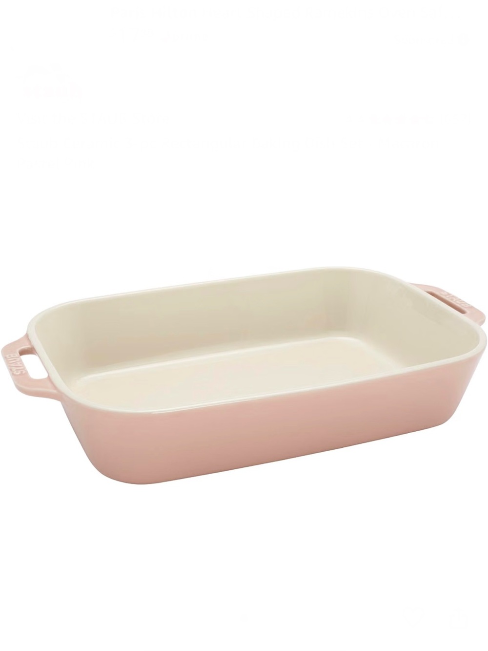 Staub Baking Rectangular Ceramic Dish in Patel Pink